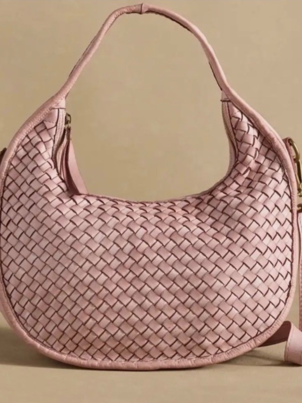Sundance Gorgeous Woven Leather Telluride Bag/Crossbody Bag Rose Pink-NWT